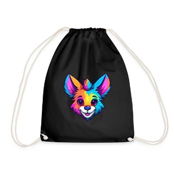 Aardwolf Aquarelle Colorée Dessin Animé Kawaii Animal - Sac de sport léger - noir - Devant