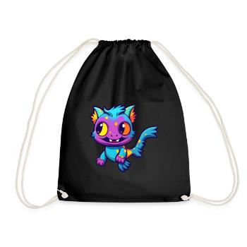 Poisson-chat coloré aquarelle dessin animé kawaii animal - Sac de sport léger - noir - Devant