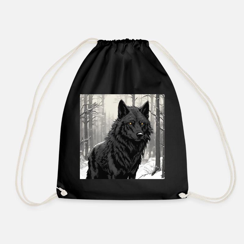 Schwarzer Wolf - Turnbeutel - Schwarz