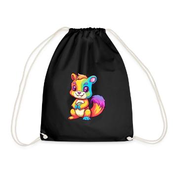 Eichhörnchen buntes Aquarell Cartoon Kawaii Tier - Turnbeutel - Schwarz - Vorne