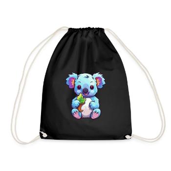 Koala Buntes Aquarell Cartoon Kawaii Tier - Turnbeutel - Schwarz - Vorne