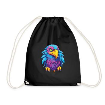 Adler Buntes Aquarell Cartoon Kawaii Tier - Turnbeutel - Schwarz - Vorne