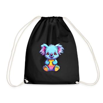 Koala Buntes Aquarell Cartoon Kawaii Tier - Turnbeutel - Schwarz - Vorne