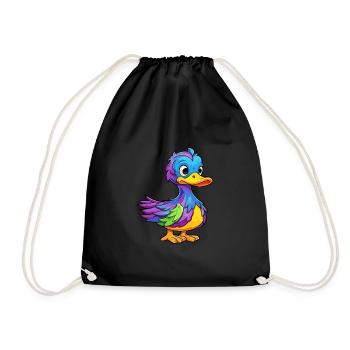 Canard Aquarelle Colorée Dessin Animé Kawaii Animal - Sac de sport léger - noir - Devant