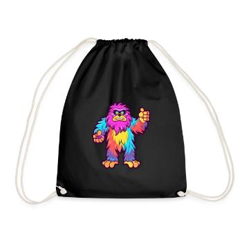 Bigfoot Buntes Aquarell Cartoon Kawaii Tier - Turnbeutel - Schwarz - Vorne