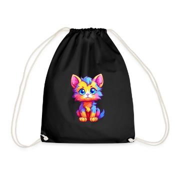 Chaton coloré aquarelle dessin animé kawaii animal - Sac de sport léger - noir - Devant