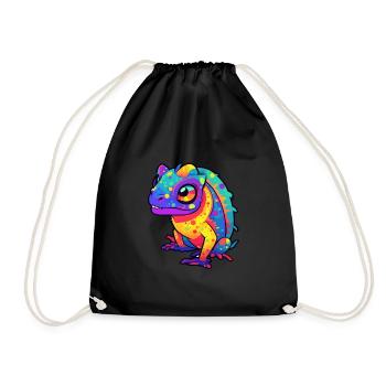 Lézard Aquarelle Colorée Dessin Animé Kawaii Animal - Sac de sport léger - noir - Devant