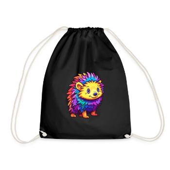 Igel Buntes Aquarell Cartoon Kawaii Tier - Turnbeutel - Schwarz - Vorne