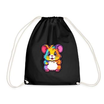 Hamster Buntes Aquarell Cartoon Kawaii Tier - Turnbeutel - Schwarz - Vorne