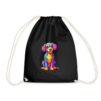 Hund Buntes Aquarell Cartoon Kawaii Tier - Turnbeutel - Schwarz - Vorne