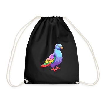 Taube buntes Aquarell Cartoon Kawaii Tier - Turnbeutel - Schwarz - Vorne