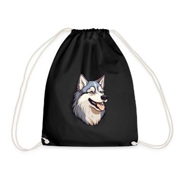 Alaskan Husky Hunderasse Cartoon Kawaii Illustratio - Turnbeutel - Schwarz - Vorne