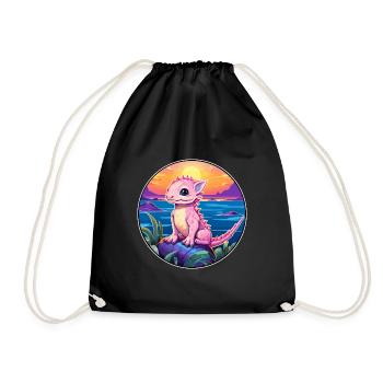 Axolotl Aquarelle Colorée Dessin Animé Kawaii Animal - Sac de sport léger - noir - Devant