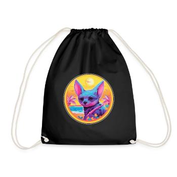 Fledermaus buntes Aquarell Cartoon Kawaii Tier - Turnbeutel - Schwarz - Vorne