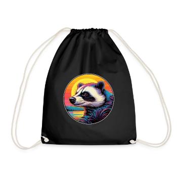 Blaireau Aquarelle Colorée Dessin Animé Kawaii Animal - Sac de sport léger - noir - Devant