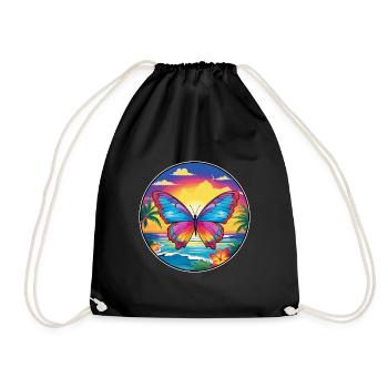 Schmetterling Bunte Aquarell-Karikatur Kawaii Haustier - Turnbeutel - Schwarz - Vorne