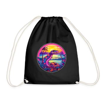 Schlange bunte Aquarell-Karikatur Kawaii-Tier - Turnbeutel - Schwarz - Vorne