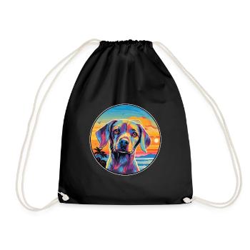 Hund Buntes Aquarell Cartoon Kawaii Tier - Turnbeutel - Schwarz - Vorne