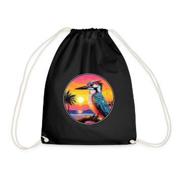 Specht bunte Aquarell-Karikatur Kawaii Haustier - Turnbeutel - Schwarz - Vorne