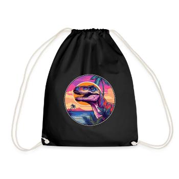 Dinosaurier buntes Aquarell Cartoon Kawaii Tier - Turnbeutel - Schwarz - Vorne