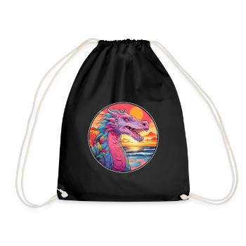 Drache Buntes Aquarell Cartoon Kawaii Tier - Turnbeutel - Schwarz - Vorne