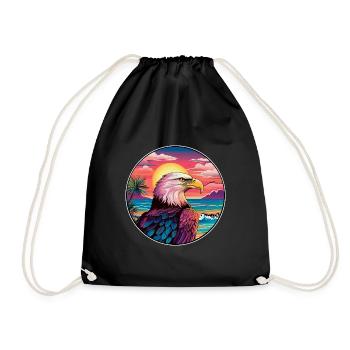 Adler Buntes Aquarell Cartoon Kawaii Tier - Turnbeutel - Schwarz - Vorne