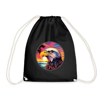 Adler Buntes Aquarell Cartoon Kawaii Tier - Turnbeutel - Schwarz - Vorne