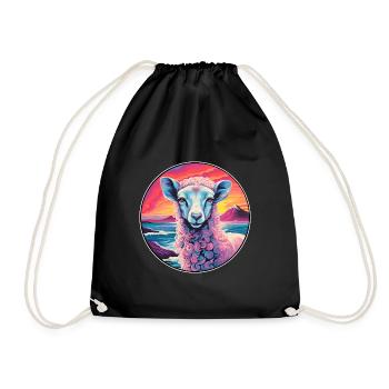 Schaf Buntes Aquarell Cartoon Kawaii Tier - Turnbeutel - Schwarz - Vorne