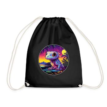 Salamandre Coloré Aquarelle Dessin Animé Kawaii Animal de compagnie - Sac de sport léger - noir - Devant