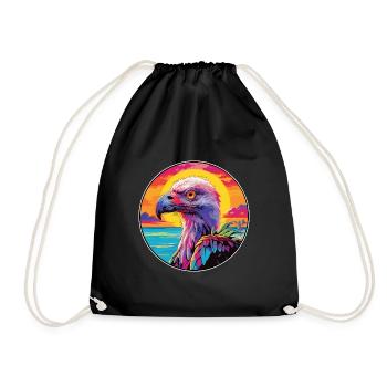 vautour coloré aquarelle dessin animé Kawaii Animal - Sac de sport léger - noir - Devant