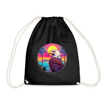 Adler Buntes Aquarell Cartoon Kawaii Tier - Turnbeutel - Schwarz - Vorne