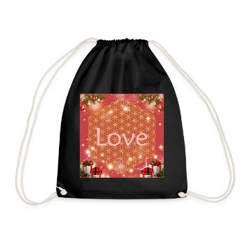 Blume des Lebens Liebe Weihnachten Geschenke - Turnbeutel - Schwarz - Vorne