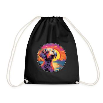 Hund Buntes Aquarell Cartoon Kawaii Tier - Turnbeutel - Schwarz - Vorne