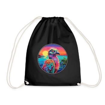 perdrix coloré aquarelle dessin animé Kawaii animal de compagnie - Sac de sport léger - noir - Devant