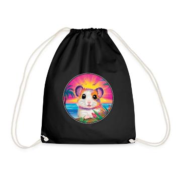Hamster Buntes Aquarell Cartoon Kawaii Tier - Turnbeutel - Schwarz - Vorne