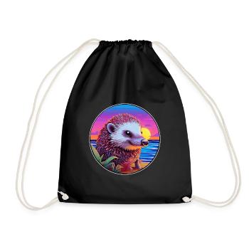Igel Buntes Aquarell Cartoon Kawaii Tier - Turnbeutel - Schwarz - Vorne