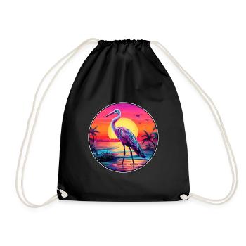 Ibis Colorful Watercolor Cartoon Kawaii Animal - Drawstring Bag - black - Front