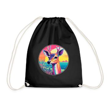 Impala Buntes Aquarell Cartoon Kawaii Tier - Turnbeutel - Schwarz - Vorne