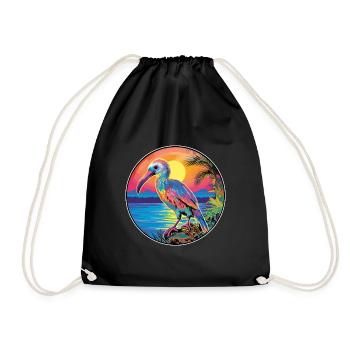 Kiwi Vogel Buntes Aquarell Cartoon Kawaii Haustier - Turnbeutel - Schwarz - Vorne