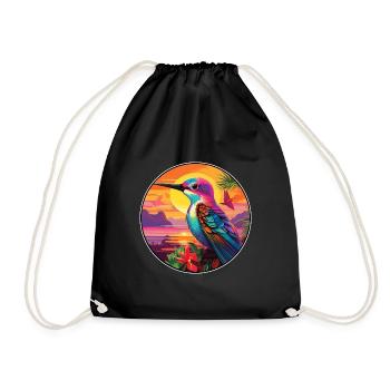 colibri coloré aquarelle dessin animé Kawaii animal de compagnie - Sac de sport léger - noir - Devant