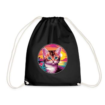 Chaton coloré aquarelle dessin animé kawaii animal - Sac de sport léger - noir - Devant