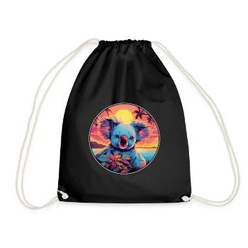 Koala Colorful Watercolor Cartoon Kawaii Animal - Drawstring Bag - black - Front