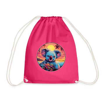 Koala Buntes Aquarell Cartoon Kawaii Tier - Turnbeutel - Fuchsia - Vorne