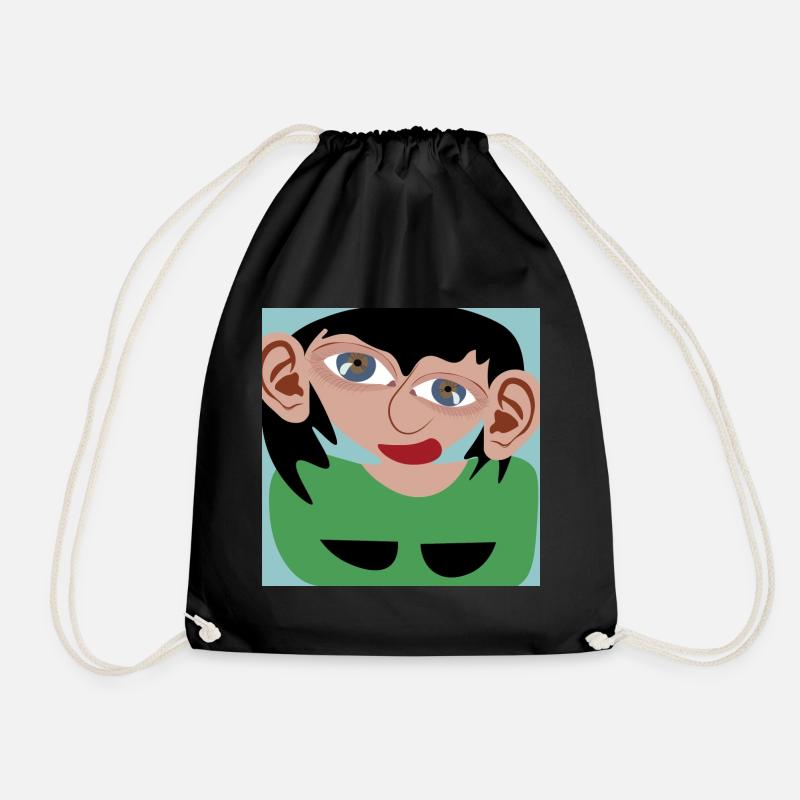 Dark-haired woman - Drawstring Bag - black