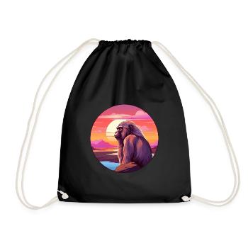 Babouin Aquarelle Colorée Dessin Animé Kawaii Animal - Sac de sport léger - noir - Devant
