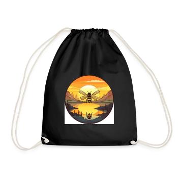 Bee Colorful Watercolor Cartoon Kawaii Animal - Drawstring Bag - black - Front