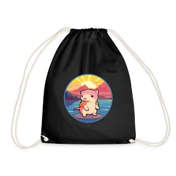 Axolotl Aquarelle Colorée Dessin Animé Kawaii Animal - Sac de sport léger - noir - Devant