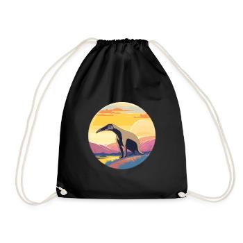 Anteater Colorful Watercolor Cartoon Kawaii Animal - Drawstring Bag - black - Front