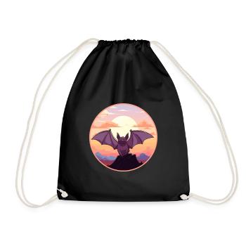 Fledermaus Buntes Aquarell Cartoon Kawaii Tier - Turnbeutel - Schwarz - Vorne