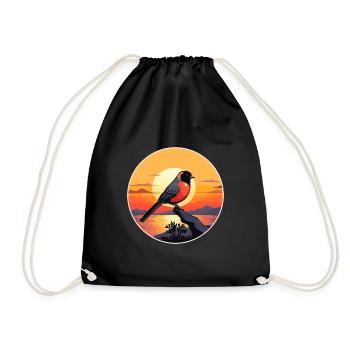 Bouvreuil coloré aquarelle dessin animé kawaii animal de compagnie - Sac de sport léger - noir - Devant